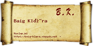 Baig Klára névjegykártya